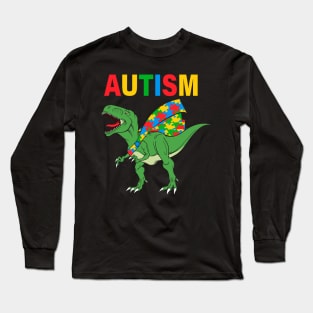 Dinosaur Puzzle Autism Awareness Gift for Birthday, Mother's Day, Thanksgiving, Christmas Long Sleeve T-Shirt